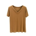 thumbnail image 2 of ylioge Cotton T Shirts for Women Short Sleeve V Neck Tees Tops Womens Casual Solid Color Pullover Stretchy Basic Going-Out Loungewear Tshirts Shirt, 2 of 4