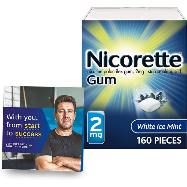 Nicorette 2mg Nicotine Gum to Help Quit Smoking White Ice Mint