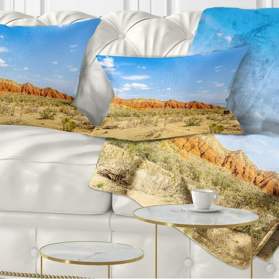 Designart Rocky Mountain in Desert - Landscape Photo Throw Pillow - 12x20