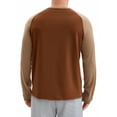 thumbnail image 3 of Men's Long Sleeve Tops Color Block Casual Raglan T-Shirt XL Brown Khaki, 3 of 6