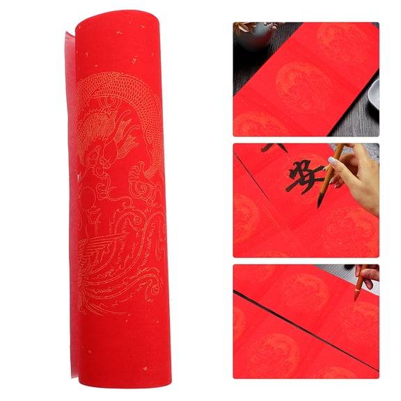 SASABAXI Red Calligraphy Practice Paper for Chinese Blank Paper 1 Roll 78.7x13.4x0.04In