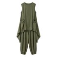 thumbnail image 5 of SOOMLON Matching Sets Women Outfits Plus Size Asymmetrical Sleeveless Shirts Loose Barrel Pants with Pockets 2 Piece Set, 5 of 6