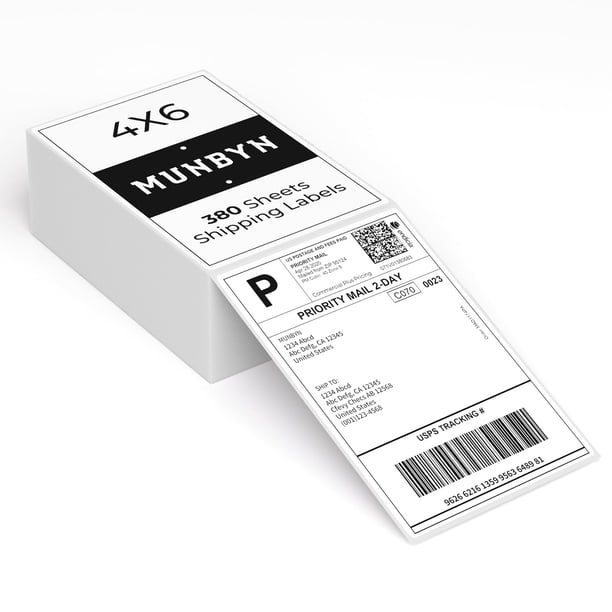 Etiquetas térmicas de envío MUNBYN 4x6 impermeables, 380 hojas