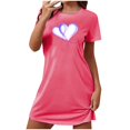 thumbnail image 2 of WREESH Women's Sleepshirts Oversized Short Nightgown Fashion Print Short Sleeve Nightdress Soft Sleepwear Hot Pink, 2 of 3
