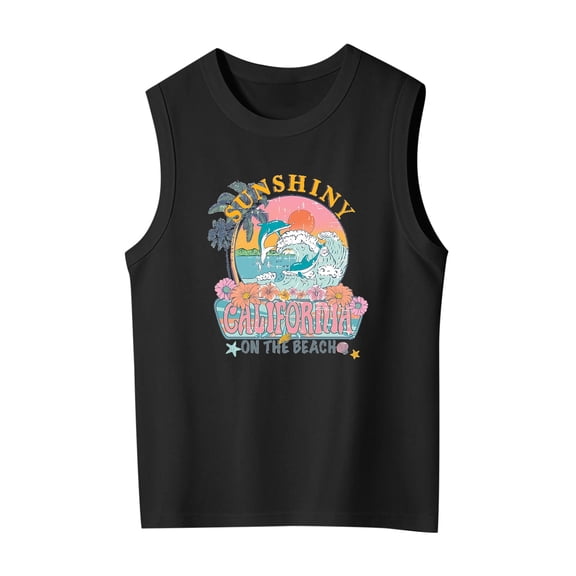 JAJAHO Girls Summer Sleeveless Tank Tops Cute Round Neck Loose Fit Casual Graphic Tees For Toddlers And Kids 2-10Y Trendy Onesie