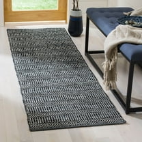 SAFAVIEH Montauk Devnet Geometric Cotton Runner Rug, Ivory/Dark Grey, 2'3" x 7'
