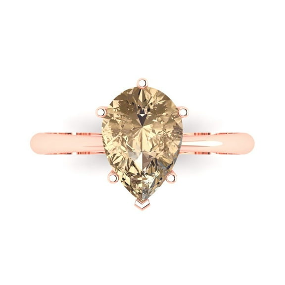 Clara Pucci 14K Rose Gold 2ct YellowMoissanite Solitaire Ring for Women