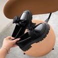 thumbnail image 4 of Women Flat Shoes Bow Leather Shoes Ladies 2024 New Autumn Thick Heel Loafers Woman Fashion Comfortable Work Shoes Zapatos, 4 of 6