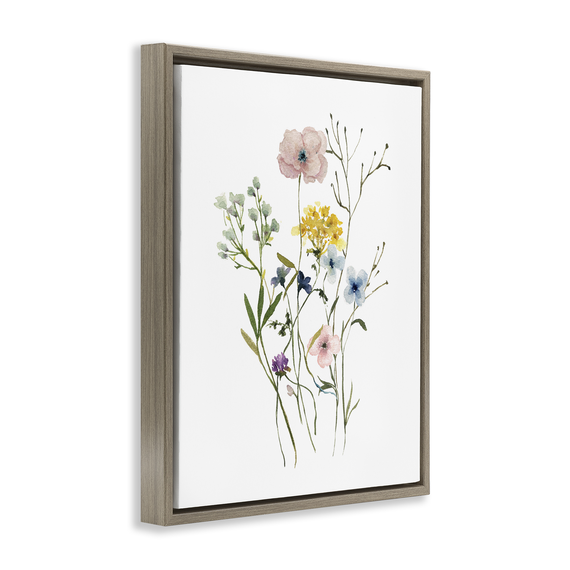 Stupell Industries Wild Country Blooms Botanical & Floral Painting Brown Floater Framed Art Print Wall Art, 17 x 21