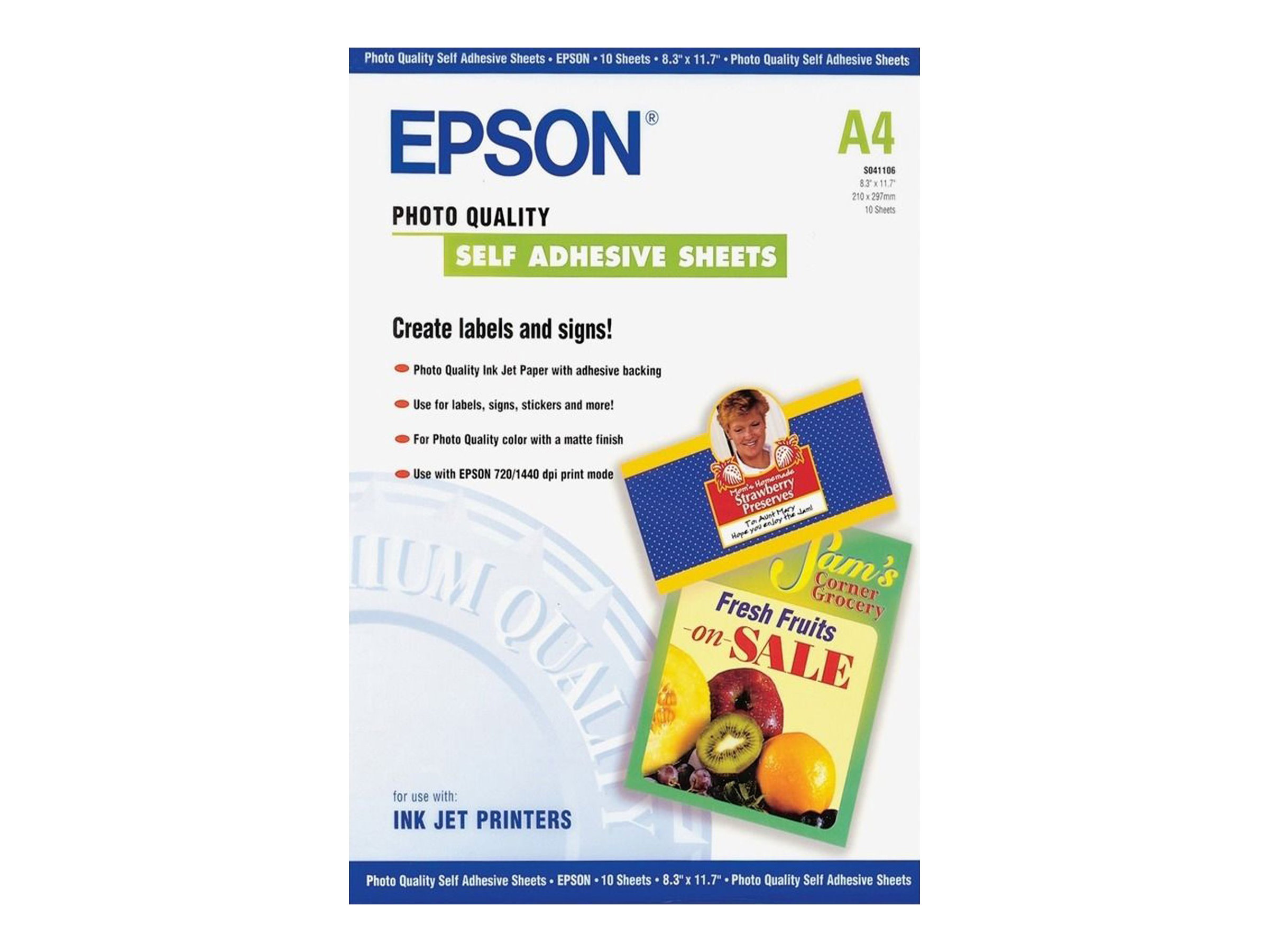 Epson Photo Quality Self Adhesive Sheets Selfadhesive A4 (8.25 in