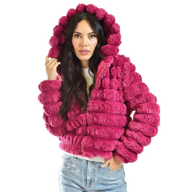 Chamarra de peluche con capucha Juvenil 24192 Magenta fucsia oscuro G Bodega Aurrera en linea