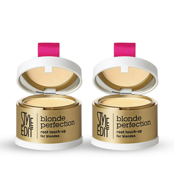 Polvo para retocar raíces por estilo Editar | Color temporal para raíces oscuras que resalta las canas y la caída del cabello | Paquete de 2 con infusión mineral