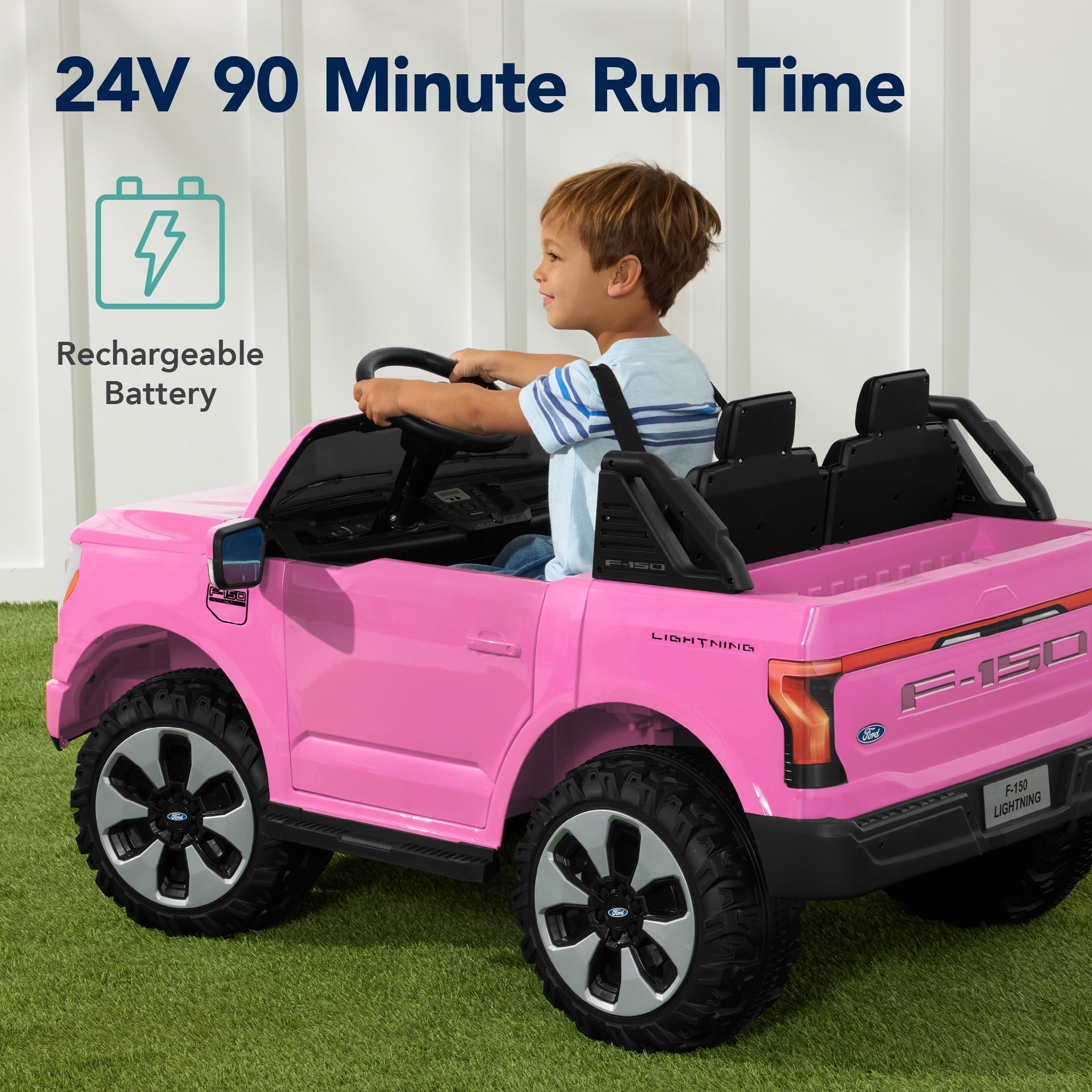 Best Choice Products Kids 24V Ride On Truck Officially Licensed Ford Lightning w/ Remote, LED Lights, 2 Speeds - Pink