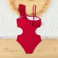 thumbnail image 4 of TOWED22 Girls Swimsuits One-Piece Bathing Suits Multicolor Kids Sport Summer Beach Swimwear for 2-10 Years Old Red,5-6 Y, 4 of 7