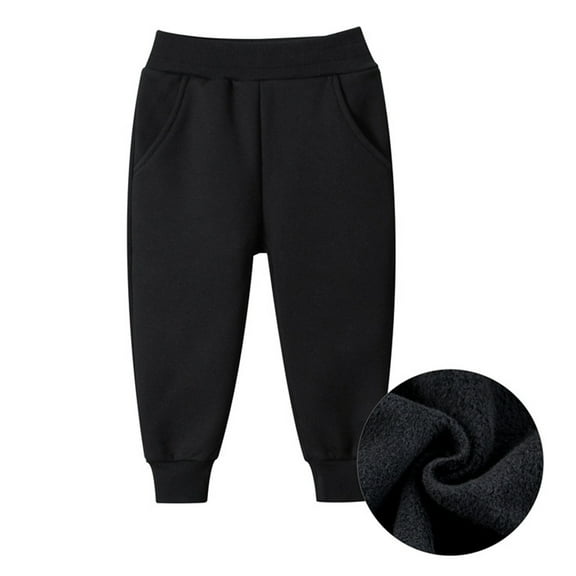 Huanglei Boys Thermal Fleece Pants Winter Warm Solid Color Joggers Casual Sports Trousers For Kids Toddler Youth Comfortable