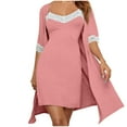 thumbnail image 2 of uublik Women Robe Pjs Sets 2Pcs Nightgown Sleepwear Summer Cute Loungewear Pink, 2 of 6