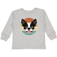 thumbnail image 3 of Inktastic Boston Terrier Dog Retro Sunset Boys or Girls Long Sleeve Toddler T-Shirt, 3 of 5
