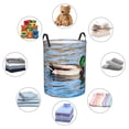 thumbnail image 4 of Balery Mallard Duck Swimming In A River Cesta de ropa redonda con asas, impermeable, independiente, para ropa, juguetes, dormitorio y familia-Small, 4 of 6