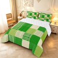 thumbnail image 2 of Manfei Modern Checkered King Size Comforter Sets,Geometric Check Comforters King Size,Green Yellow,Reversible,3pcs,1 Comforter and 2 Pillowcases,3pcs,1 Comforter and 2 Pillowcases, 2 of 7