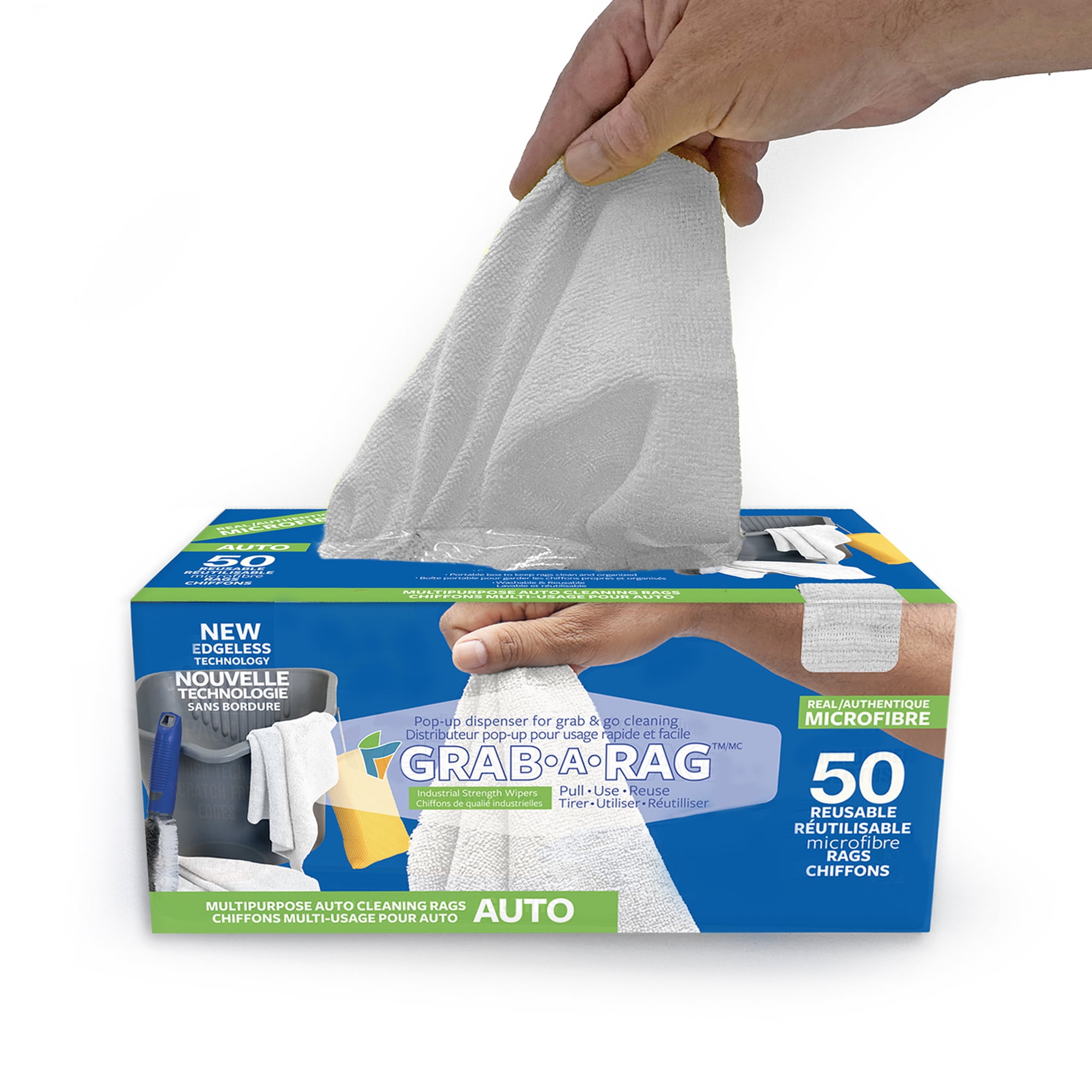 Grab•A•Rag Multipurpose Automotive and Household Cleaning Cloths and Wipes, 50pk White