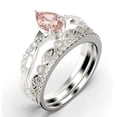 thumbnail image 3 of Gorgeous Art Deco 2.25 Carat Pear Cut Morganite And Diamond Moissanite Engagement Ring, Two Matching Band, Twisted Band Wedding Ring In 925 Sterling Silver With 18K White Gold Plating Gift For Her, 3 of 4