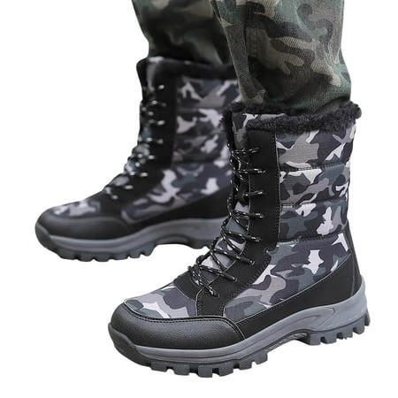 Winter Savings Clearance! Tauxra Boots for Women Thick Soled Fall/winter New Plush Insulation Snow Boots Outdoor Camouflage High Top Cotton Shoes