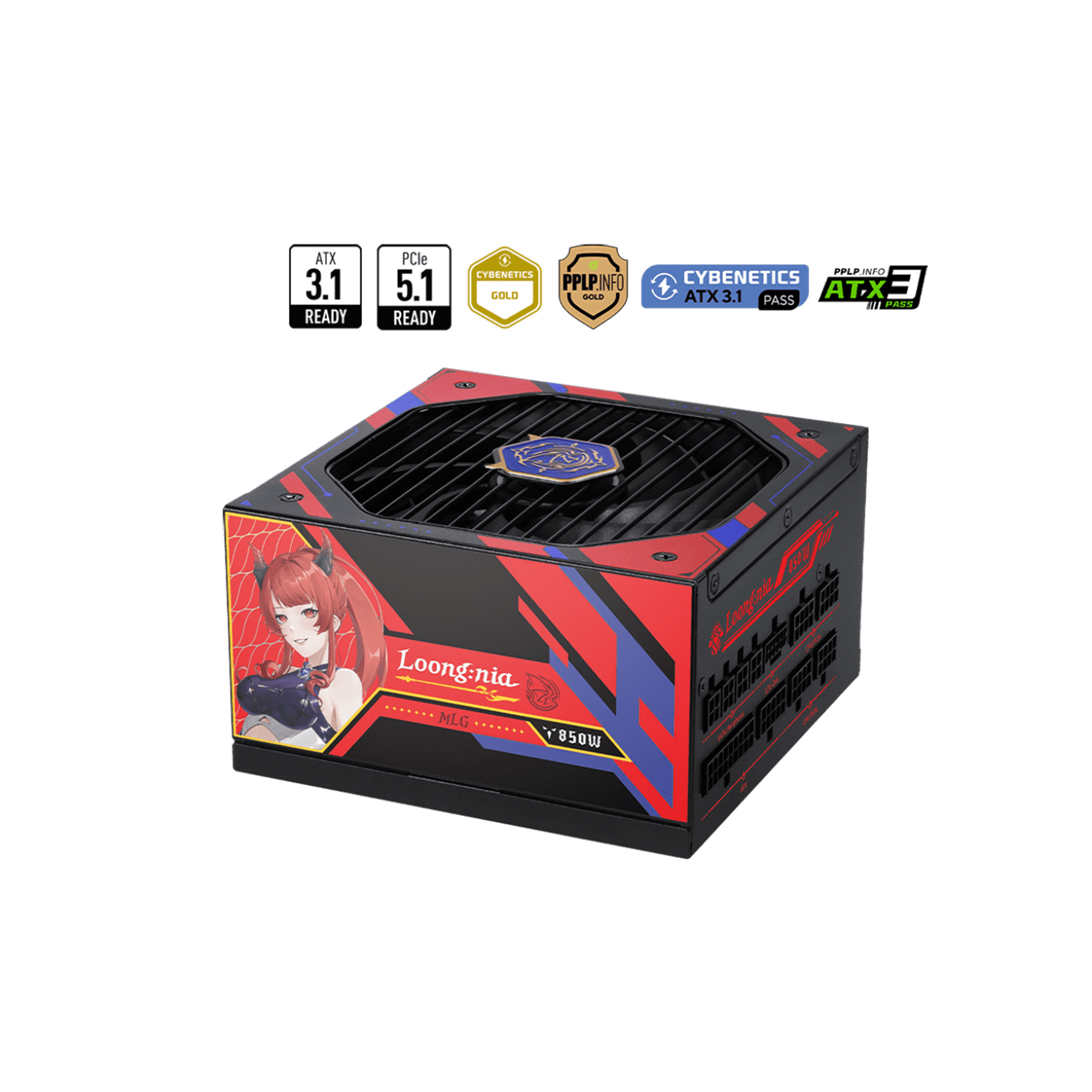 MSI A850GLS MLG EDITION, Fully Modular Compact Gaming 850W Power Supply, 80+ Gold, ATX 3.1 & PCIe 5.1 Ready, Native Dual-Color 12V-2x6 Cable, Low-Noise, Embossed Jacket Cables, 10 Year Warranty