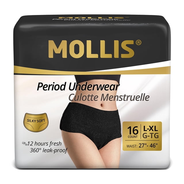 Ropa interior menstrual desechable MOLLIS para mujer negra (L/XL)