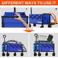 thumbnail image 5 of 360lbs Foldable Wagon Cart with Extended Tailgate, Extra Long Folding Beach Wagon, Collapsible Cart with Wheels, for Grocery, Camp, Shop, Garden,Blue, 5 of 9