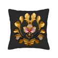 thumbnail image 4 of Elegant 18x18in Throw Pillow Covers Set of 2 - Black Background with Intricate Gold & Pink Floral Design Perfect for Couch Bed Car, 4 of 8