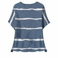 thumbnail image 4 of Elvqul Crew Neck Womens Tops Blue Soft Blouses Summer Striped Pullover Short Sleeve Tees Tops, 4 of 5