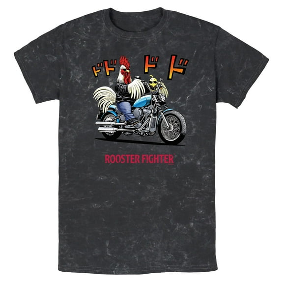 Mens Rooster Fighter Cool Motorcycle Duo T Shirt