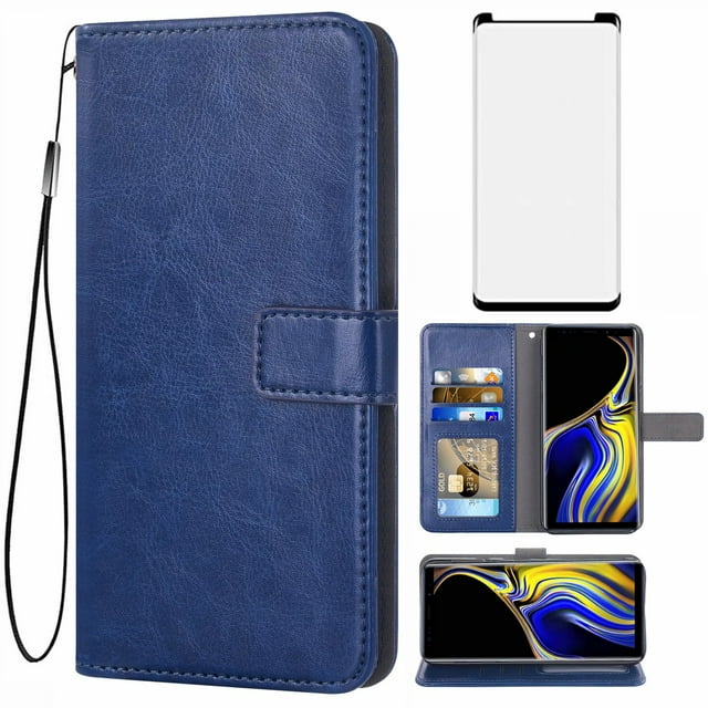 Mobile Phone Cover for Samsung Note 9, Cover Premium Pu Leather Tpu Flip Case Magnetic Closure Card Compartment Stand Function Wallet with Lanyard Protective Cover