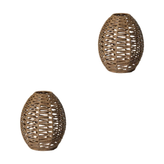 Toystoory Lámpara colgante tejida hecha a mano, pantalla artesanal para restaurante, Bar, comedor, cono caqui 2piezas Cono caqui