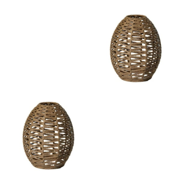 Toystoory Lámpara colgante tejida hecha a mano, pantalla artesanal para restaurante, Bar, comedor, cono caqui 2piezas Cono caqui