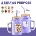 thumbnail image 6 of MUKOKO 40oz Glass Tumbler with Bamboo Lid and Straw, Glass Water Bottles with Time and Ounce Marker, Glass Cups with Handle, Iced Coffee Cup with Silicone Protective Sleeve, Purple, 6 of 7