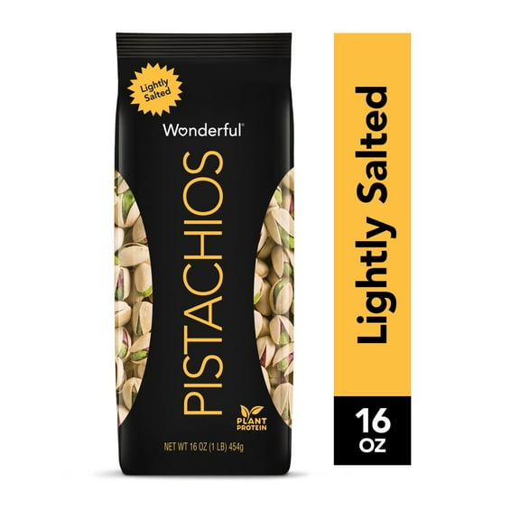 Pack of 2 Wonderful Pistachios Roasted Lightly Salted Pistachios, 16 oz (Package May Vary)