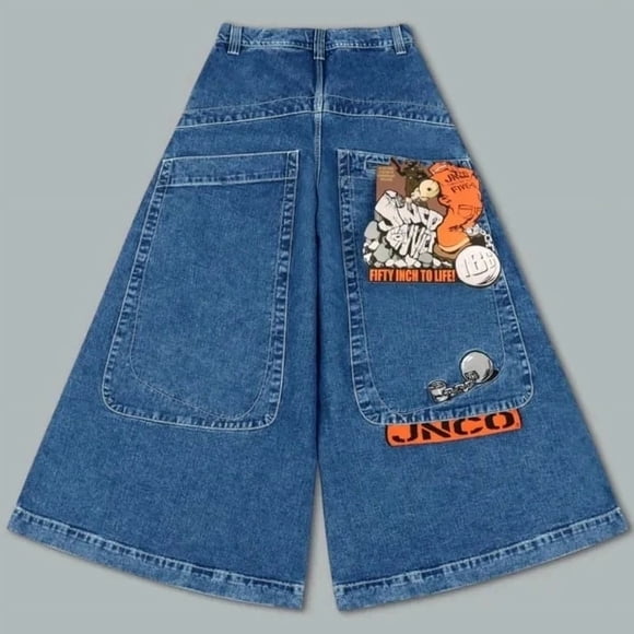 JNCO clothing baggy jeans Y2K Harajuku Embroidered Pattern Vintage Streetwear Goth high waisted Fashion men women wide leg jeans ZR
