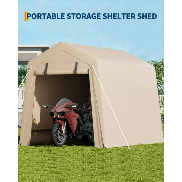 EDTara Abri de Rangement Extérieur Robuste 6 X 6 Pi, Bâche PE Imperméable et Résistante aux UV avec Porte à Glissière et Évent pour Bois de Chauffage, Motocyclette, Outils de Pelouse
