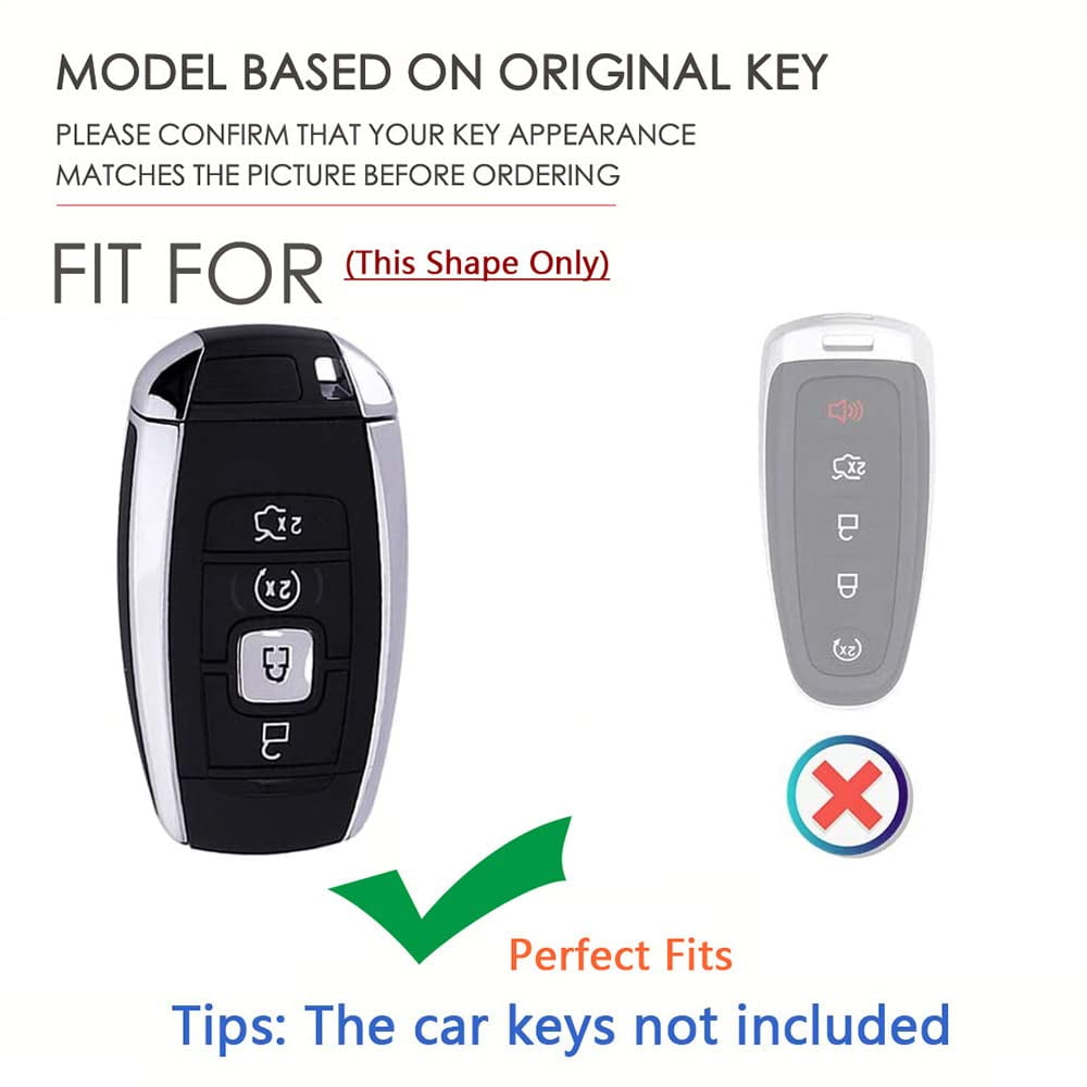 4 Button Key Fob Cover for Lincoln Continental MKC MKZ 2019 2018 2017 Navigator Aviator 2021 Keyless Entry Keychain Holder Full Protection Leather Key Fob Case