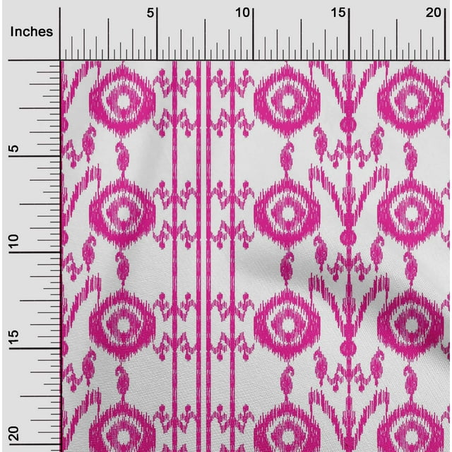 oneOone Silk Tabby Fabric Paisley|Stripe & Circle Ikat Print Sewing Fabric BTY 42 Inch Wide