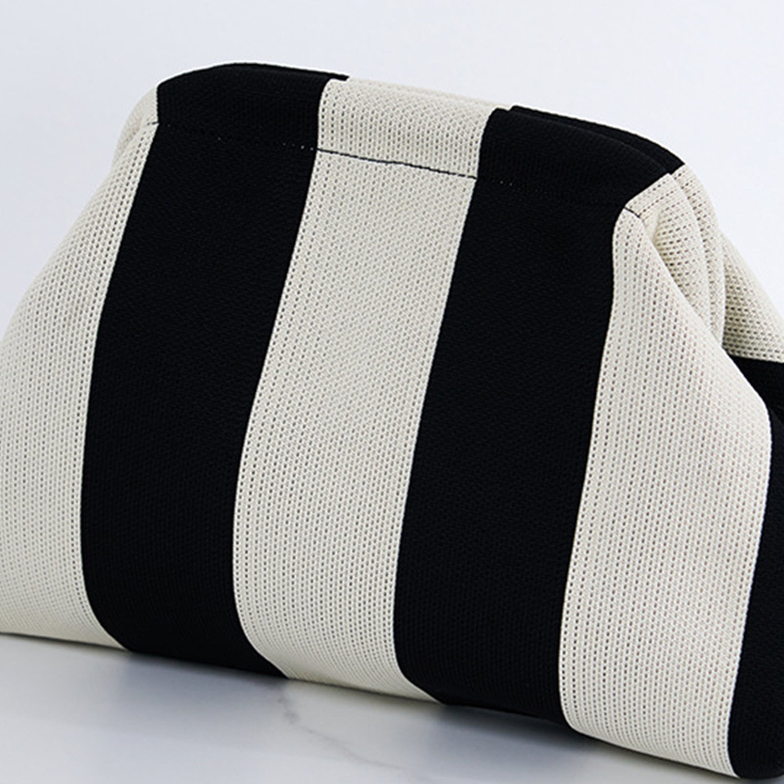 Tnobhg Women Clutch Bag Striped Print Color Matching Dumpling Shape Large Capacity Summer Beach Purse Commute Travel Dating Handbag