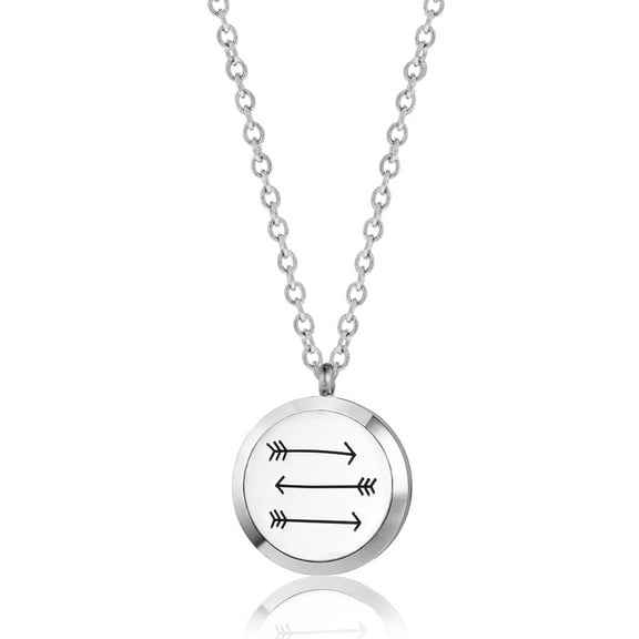 Arrow Round Aromatherapy Necklace Jewelry Essential Oil Diffuser Necklace Oil Lockets with Gift Box