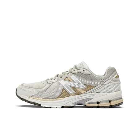 

NB official NB 860 Fabric faux leather sport retro anti-slip wear breathable lightweight low-top life casual shoes for men and women alike beige
