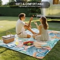 thumbnail image 4 of Nautical Coastal Outdoor Rug for Patio/Deck/Porch, Non-Slip Large Area Rug 5 x 7 Ft, Summer Beach Shell Coral Seaweed Blue Plaid Indoor Outdoor Rugs Washable Area Rugs, Camping Rug Carpet Runner, 4 of 8