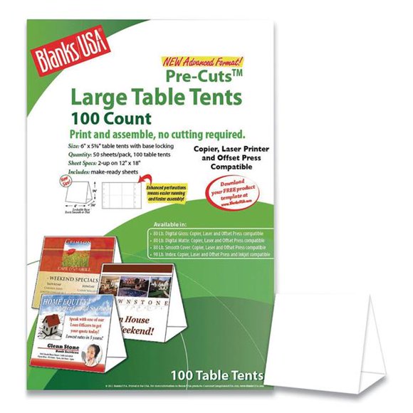 Blanks USA TTL01FLWH 12 x 18 in. 80 lbs Table Tent Paper, White - 100 per Sheets