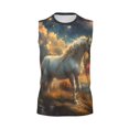 thumbnail image 4 of Yiaed Starry Sky White Horse Print Men's Singlet Vests Summer Running Muscle Tank Tops Gym Undershirt Round Neck Sleeveless for man, 4 of 5