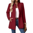 thumbnail image 2 of Women'S Winter Overcoat Mid-Long Long Sleeve Stand Collar Single Breasted Coat Outerwear Deep Red L, 2 of 9