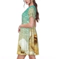 thumbnail image 2 of Easygdp Starfish And Seashell On The Beach para Vestido Transpirable de Mujer, Vestido Suelto de Manga Corta con Pliegues y Bolsillos para el Verano, 2 of 6
