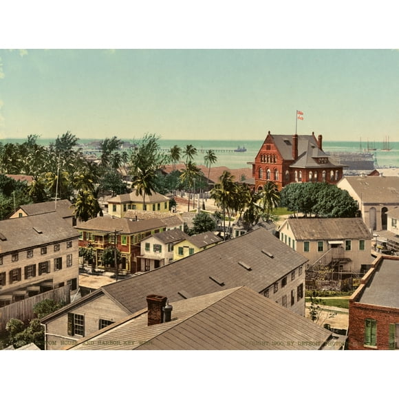 Florida: Key West, C1900. /Nview Of The Custom House And Harbor At Key West, Florida. Photochrome, C1900. Poster Print by  (24 x 36)
